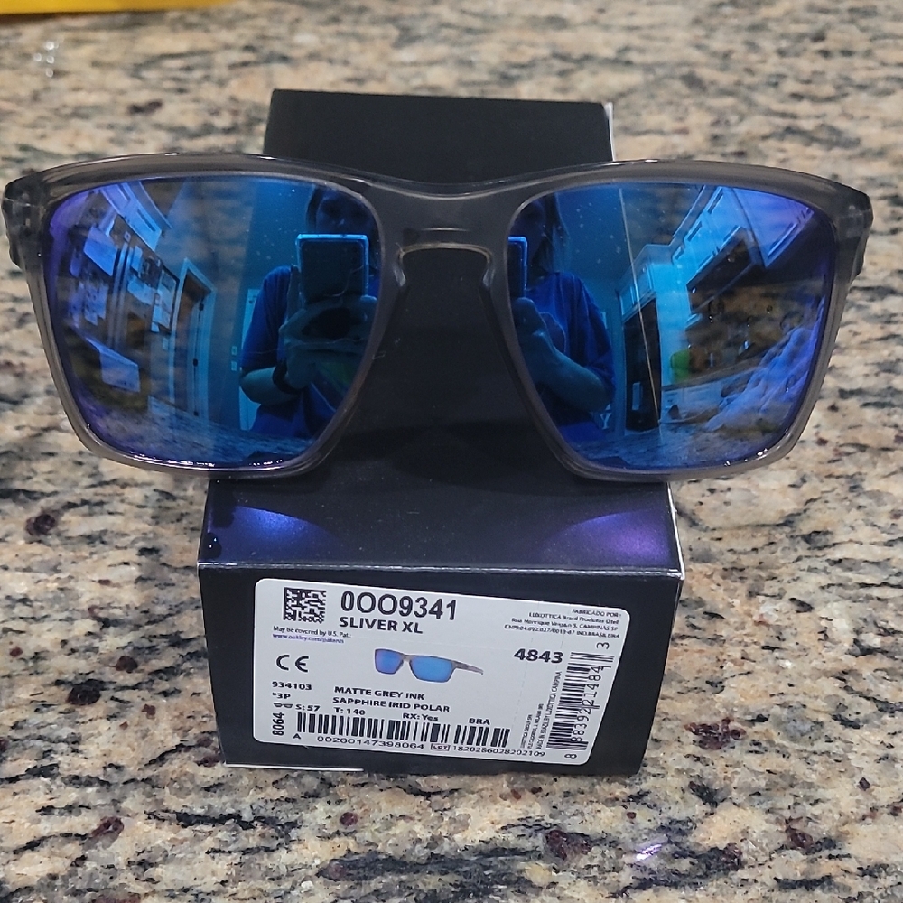 Oakley Sliver XL Sunglasses with Matte Gray Frame and Blue Lenses